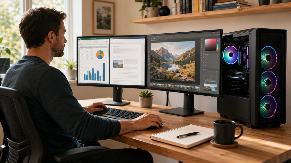 Gaming desktop used for office work, spreadsheets, and creative projects